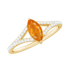 Marquise Fire Opal Split Shank Engagement Ring with Diamond AAA - Rosec Jewels