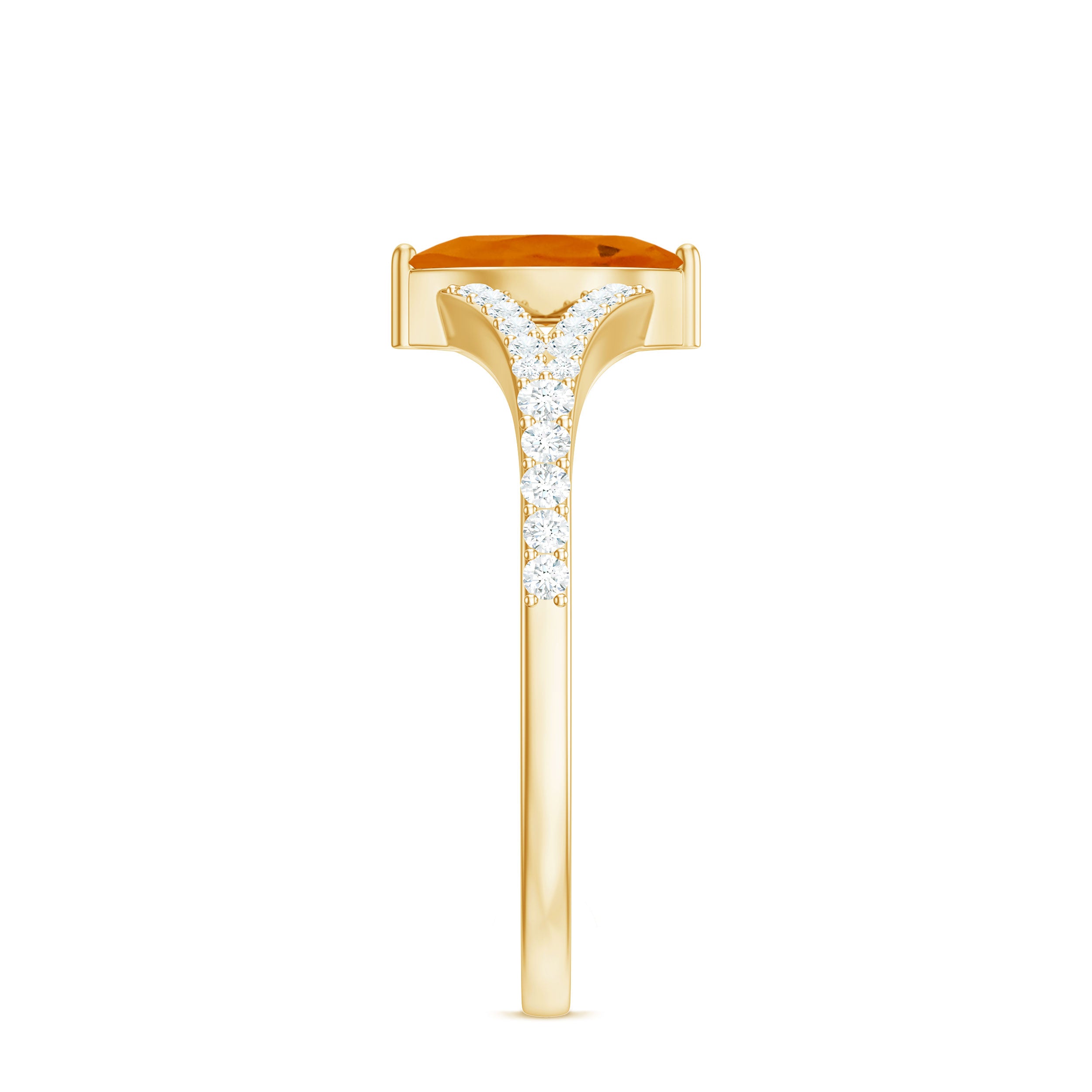 Marquise Fire Opal Split Shank Engagement Ring with Diamond AAA - Rosec Jewels