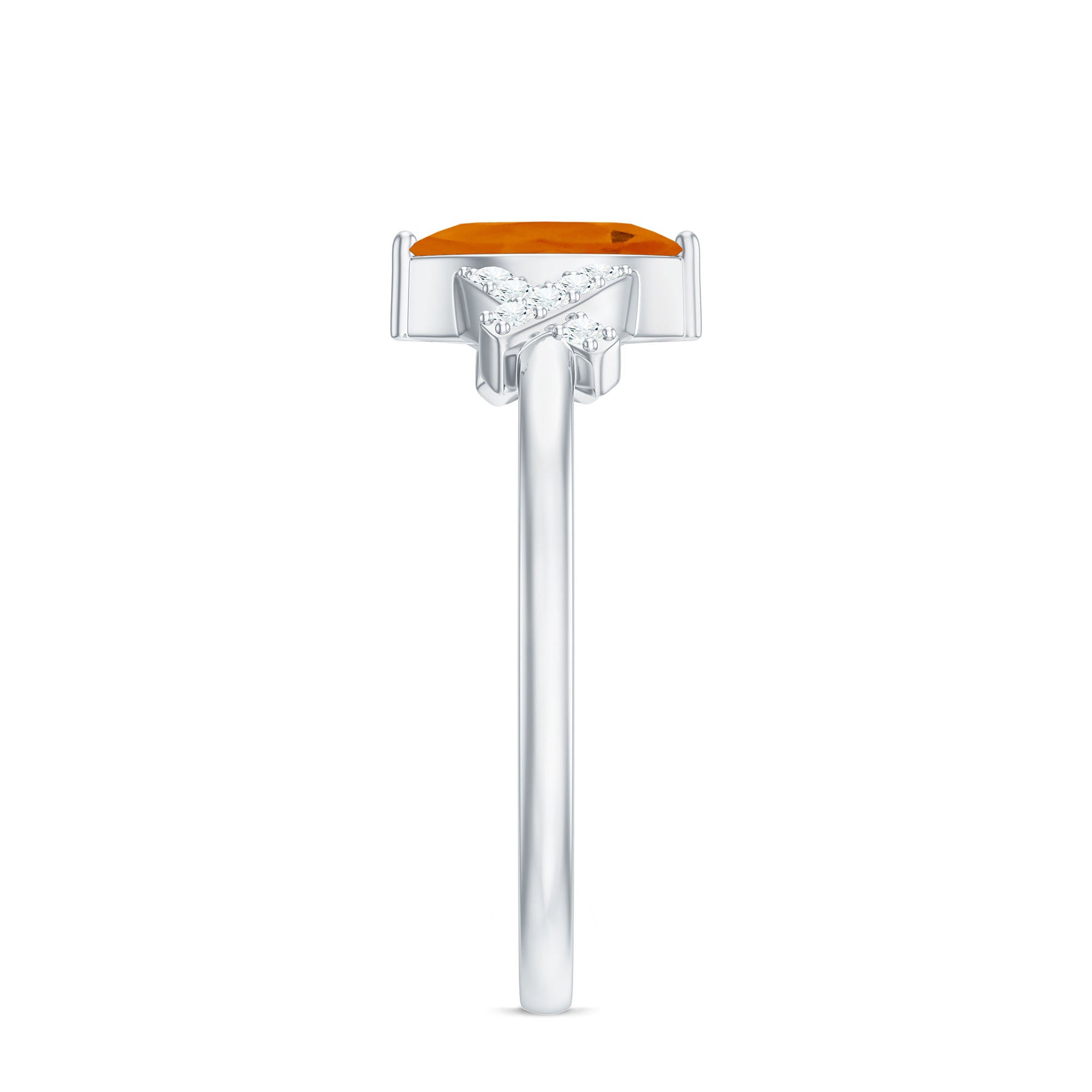 1/2 Carat Fire Opal Marquise Solitaire Ring with Diamond AAA - Rosec Jewels
