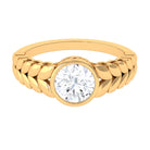 1.3 Carat Bezel Set Cubic Zirconia Leaf Engagement Ring AAAA - Rosec Jewels