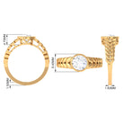 1.3 Carat Bezel Set Cubic Zirconia Leaf Engagement Ring AAAA - Rosec Jewels