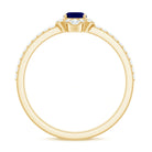 Rosec Jewels-Natural 0.6 Carat Blue Sapphire Oval Engagement Ring with Diamond