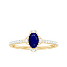 Rosec Jewels-Natural 0.6 Carat Blue Sapphire Oval Engagement Ring with Diamond