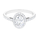 2.75 CT Simple Zircon Oval Engagement Ring with Halo AAAA - Rosec Jewels