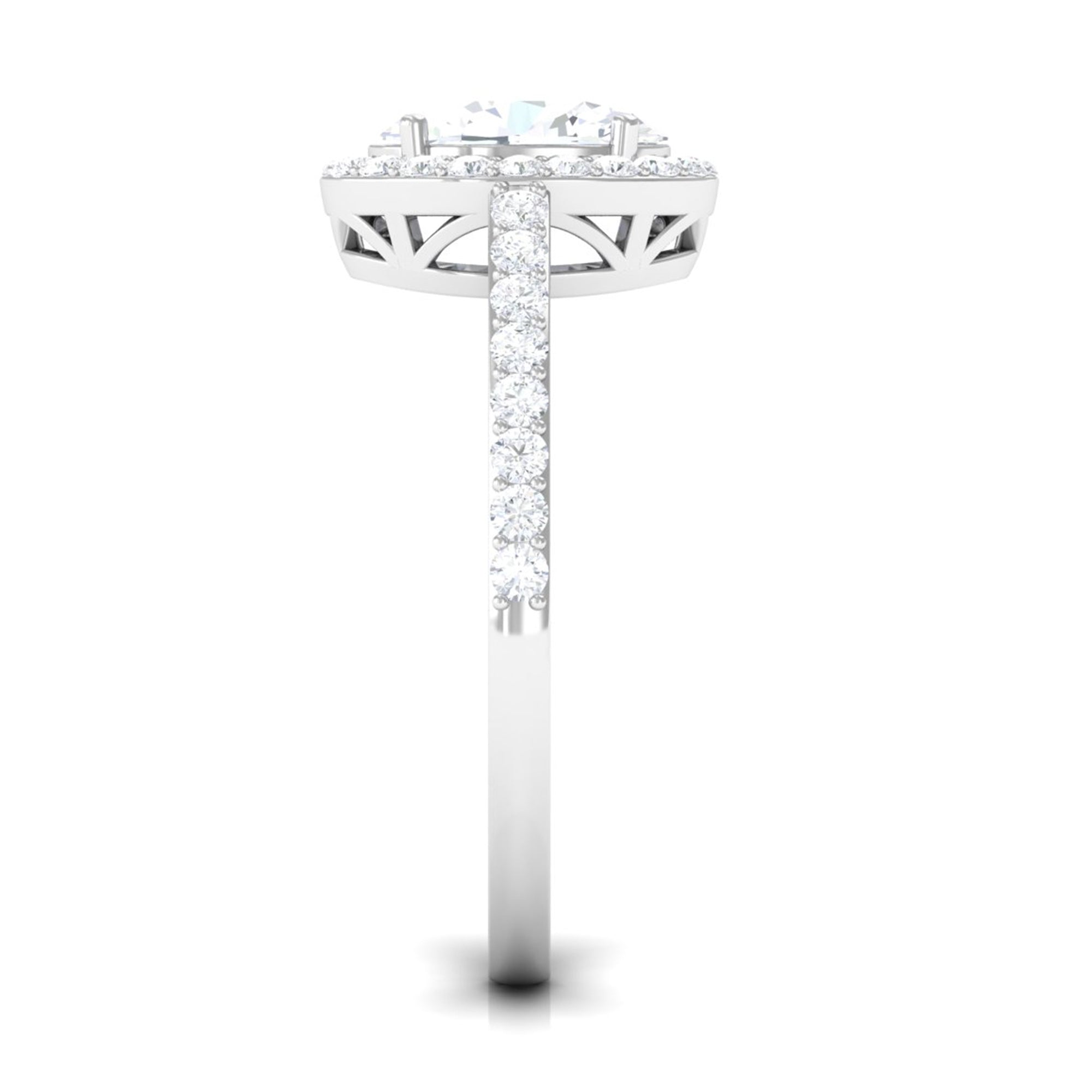 2.75 CT Simple Zircon Oval Engagement Ring with Halo AAAA - Rosec Jewels
