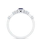 Vintage Looking Blue Sapphire Oval Engagement Ring with Diamond AAA - Rosec Jewels