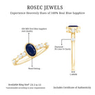 Vintage Looking Blue Sapphire Oval Engagement Ring with Diamond AAA - Rosec Jewels