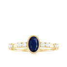 Vintage Looking Blue Sapphire Oval Engagement Ring with Diamond AAA - Rosec Jewels