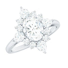 1 Carat Oval Zirconia Statement Engagement Ring with Halo AAAA - Rosec Jewels
