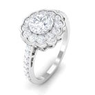 Cubic Zirconia Flower Engagement Ring with Side Stones AAAA - Rosec Jewels