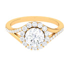 Round Zircon Halo Engagement Ring with Split Shank AAAA - Rosec Jewels