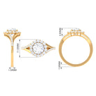 Round Zircon Halo Engagement Ring with Split Shank AAAA - Rosec Jewels