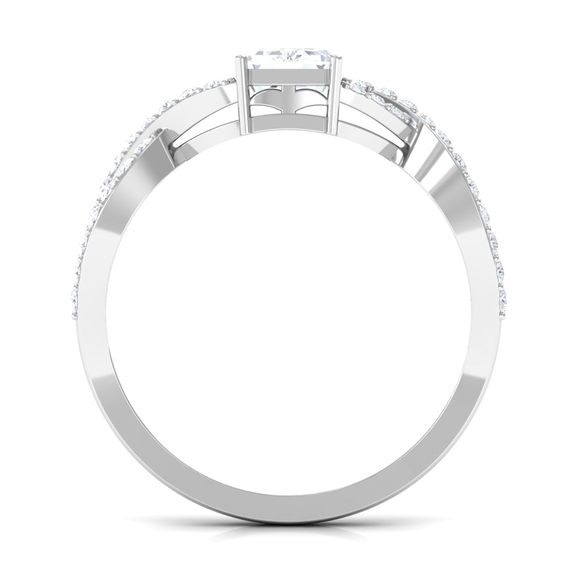 2.50 CT Octagon Cut Solitaire Zircon Crossover Engagement Ring AAAA - Rosec Jewels