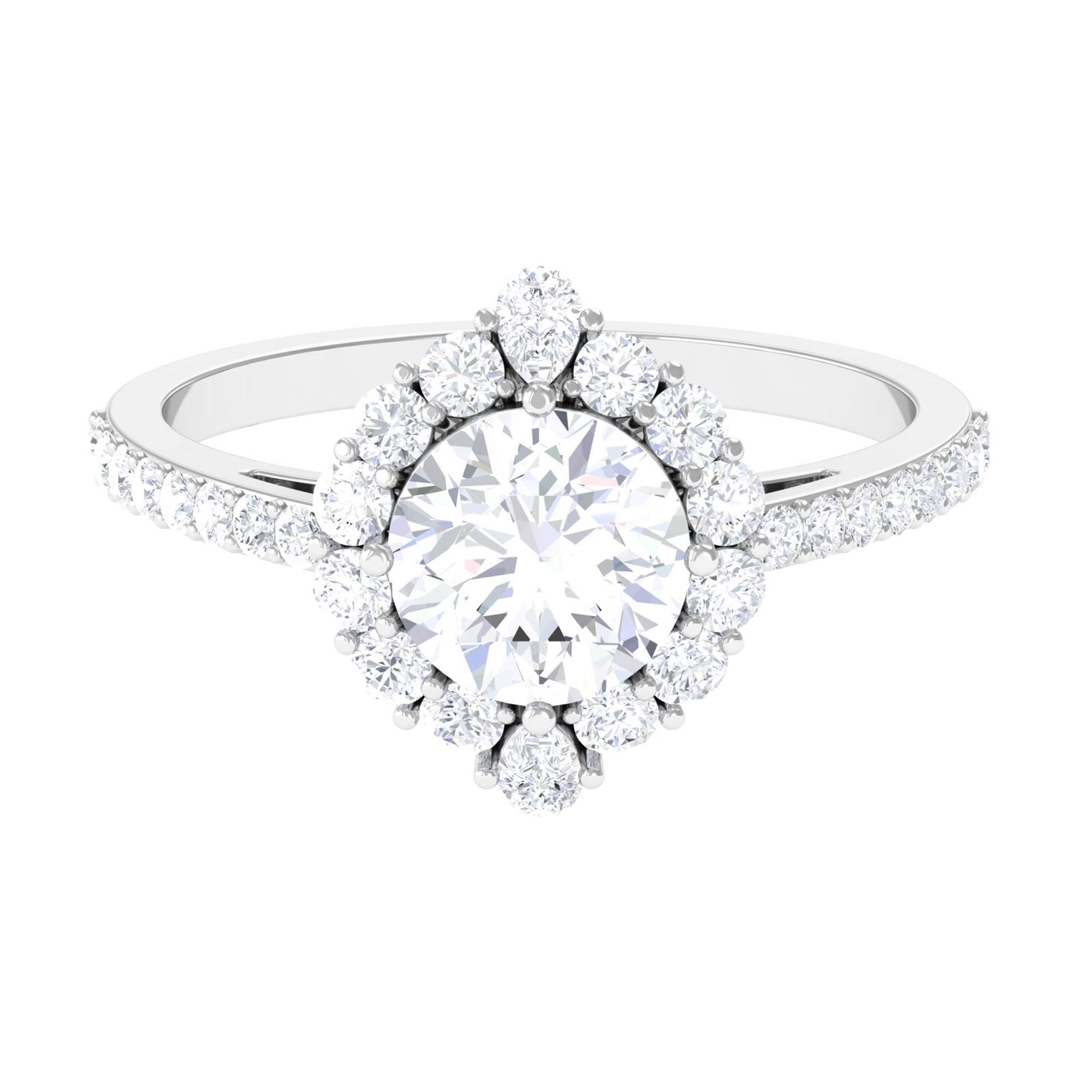 2.25 CT Zircon Halo Engagement Ring in Gold