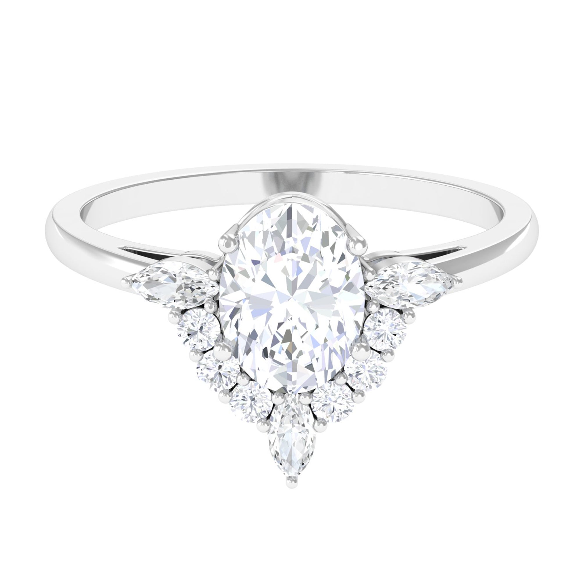 1 Carat Oval Zircon Unique Engagement Ring for Women AAAA - Rosec Jewels