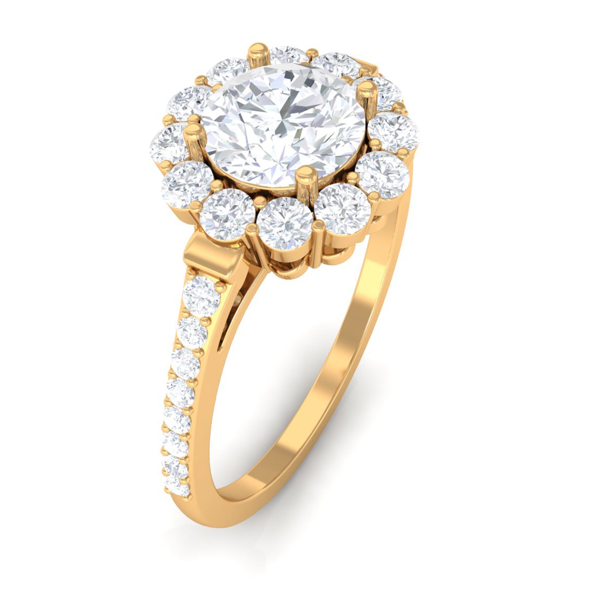 1.9 Carat Round Cubic Zirconia Halo Engagement Ring AAAA - Rosec Jewels