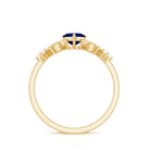 Rosec Jewels-Natural 0.6 Carat Blue Sapphire Heart Promise Ring with Diamond