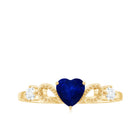 Rosec Jewels-Natural 0.6 Carat Blue Sapphire Heart Promise Ring with Diamond