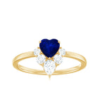 Rosec Jewels-Real 0.6 Carat Heart Shape Blue Sapphire Promise Ring with Diamond