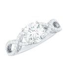 1.75 CT Round Cut Solitaire Zircon Crossover Engagement Ring AAAA - Rosec Jewels