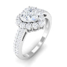 2 CT Zircon Heart Engagement Ring with Halo and Side Stones AAAA - Rosec Jewels