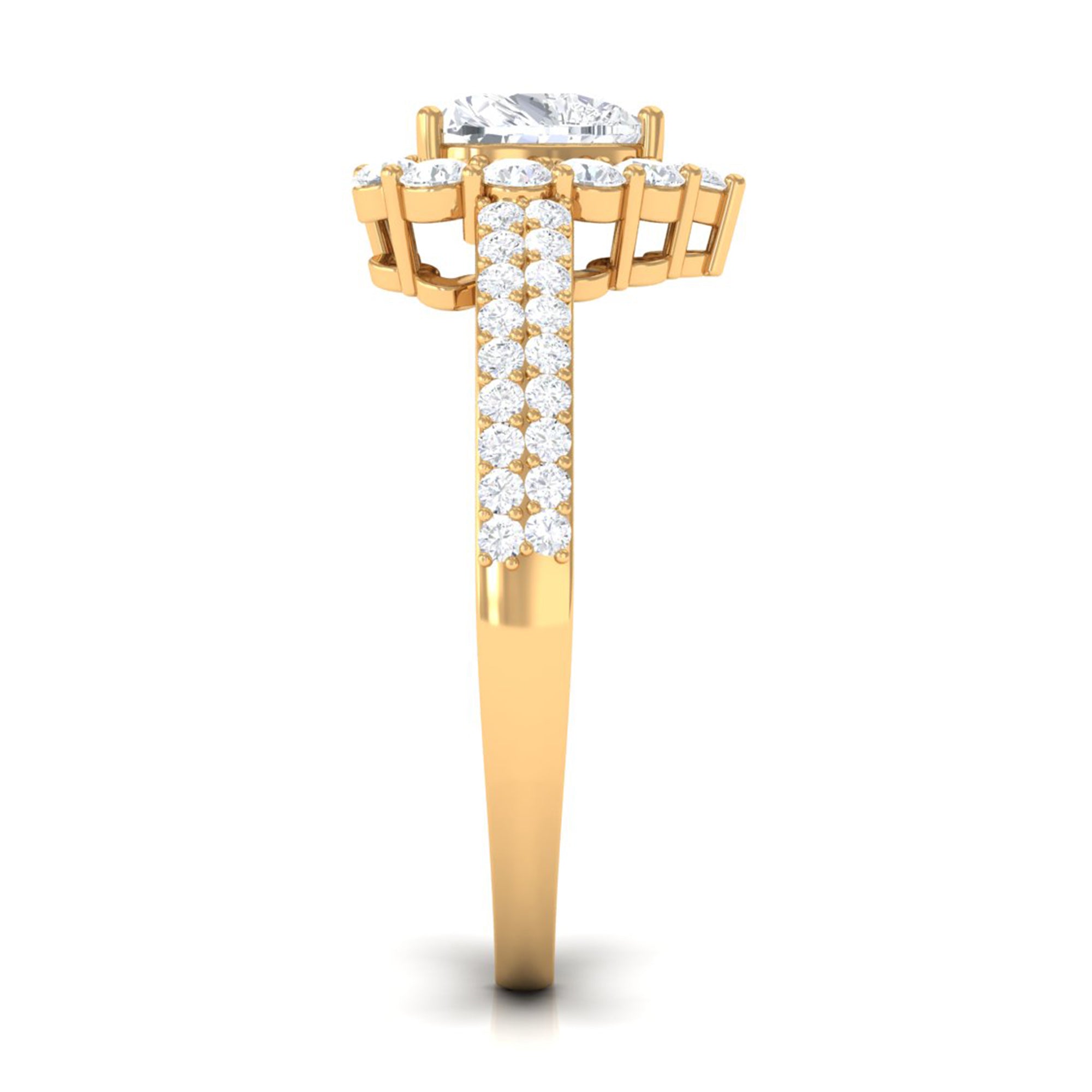 2 CT Zircon Heart Engagement Ring with Halo and Side Stones AAAA - Rosec Jewels