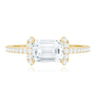 2 CT Octagon Cut Solitaire Zircon East West Engagement Ring AAAA - Rosec Jewels
