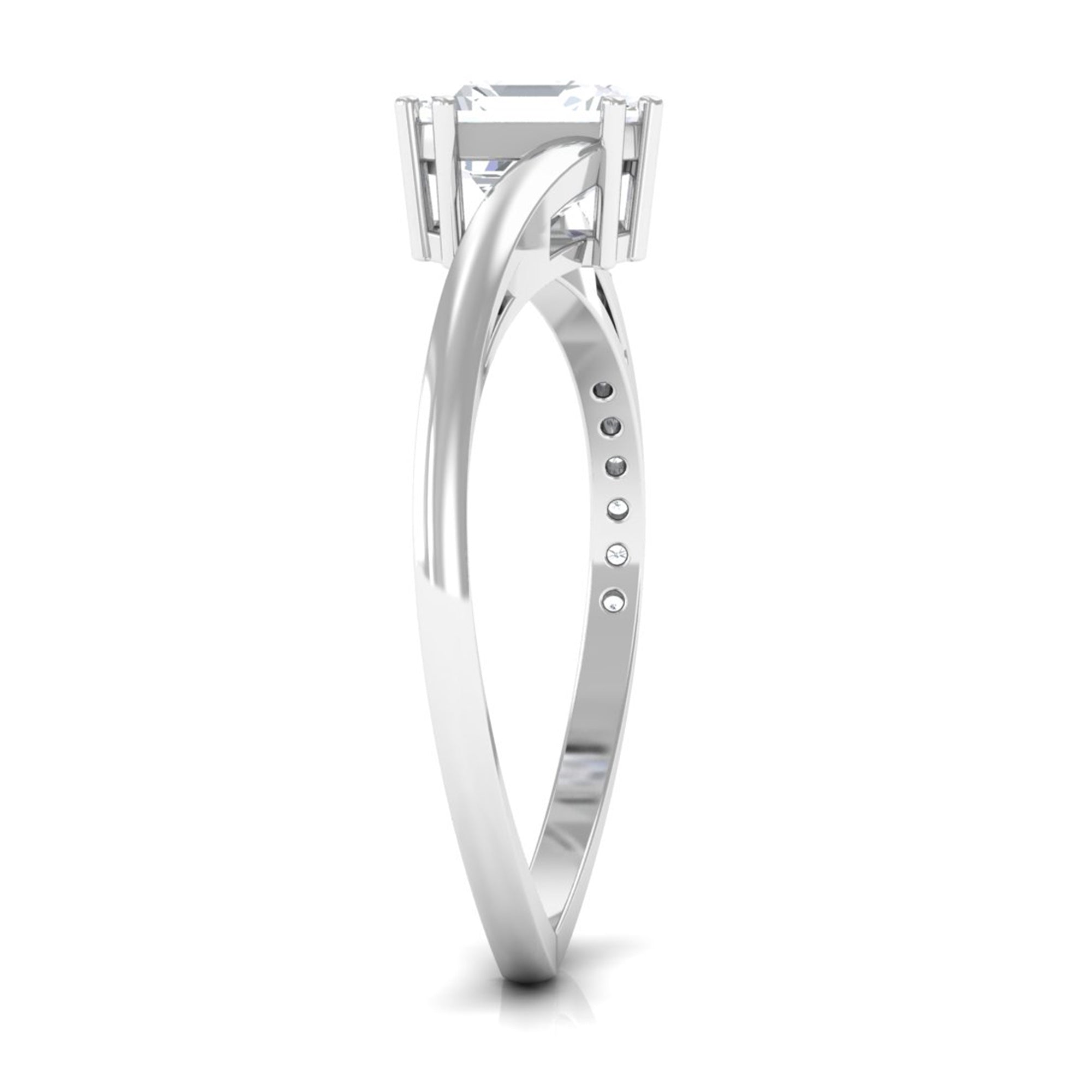 Rosec Jewels-1.75 CT Asscher Cut Solitaire Zircon Bypass Engagement Ring