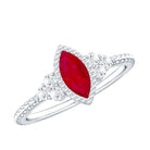 Rosec Jewels-Vintage Style 0.75 Carat Ruby Marquise Engagement Ring with Diamond Trio