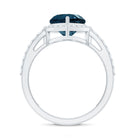 London Blue Topaz Heart Promise Ring with Diamond Halo AAA - Rosec Jewels