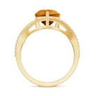 Natural 8mm Citrine Heart Engagement Ring with Diamond Crossover Shank AAA - Rosec Jewels