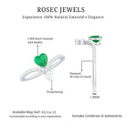 Designer Emerald Heart Engagement Ring with Diamond AAA - Rosec Jewels