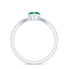 Designer Emerald Heart Engagement Ring with Diamond AAA - Rosec Jewels