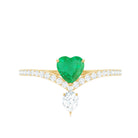 Designer Emerald Heart Engagement Ring with Diamond AAA - Rosec Jewels