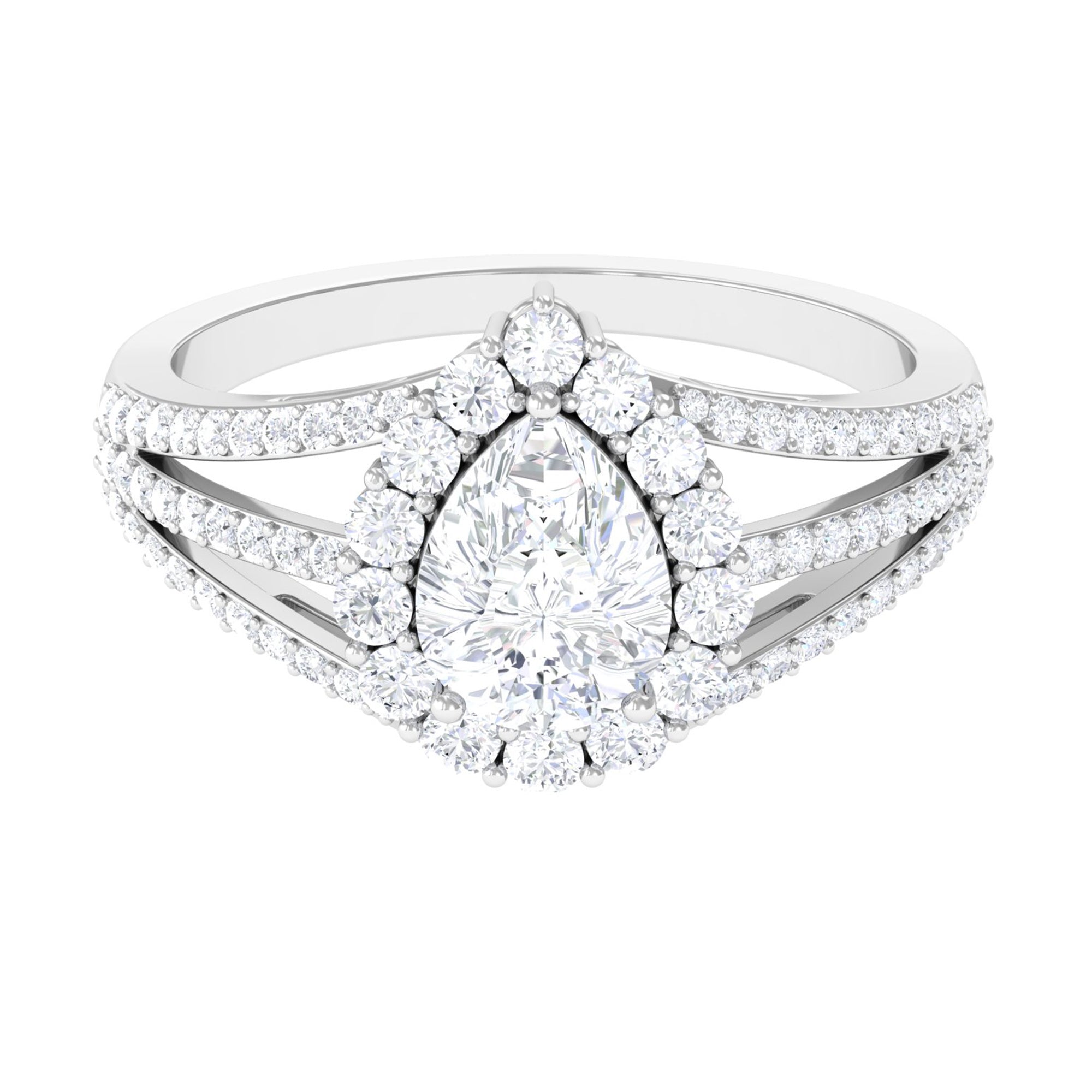 Pear Cut Zircon Statement Engagement Ring AAAA - Rosec Jewels