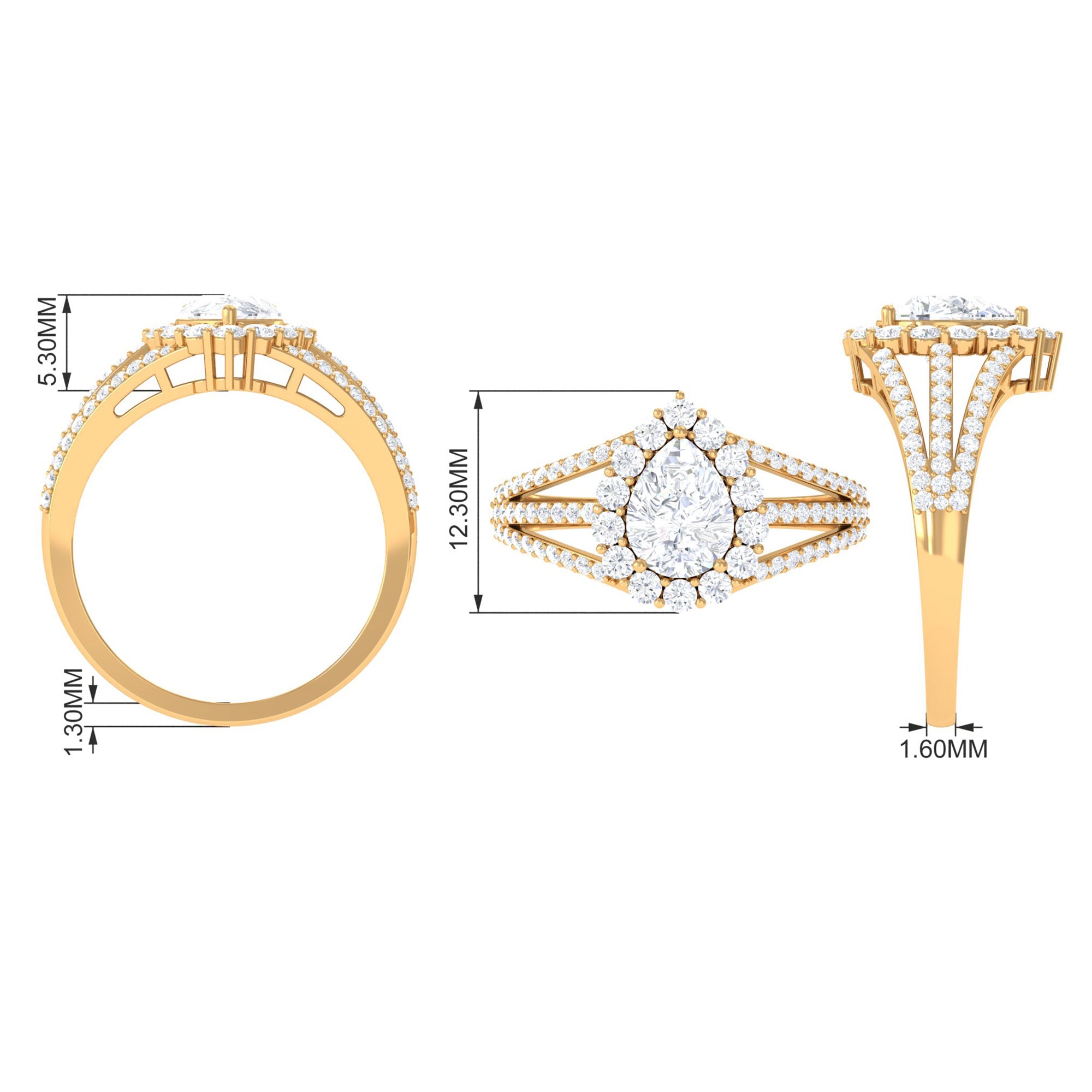 Pear Cut Zircon Statement Engagement Ring AAAA - Rosec Jewels