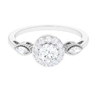 Classic Round Zircon Engagement Ring with Halo AAAA - Rosec Jewels