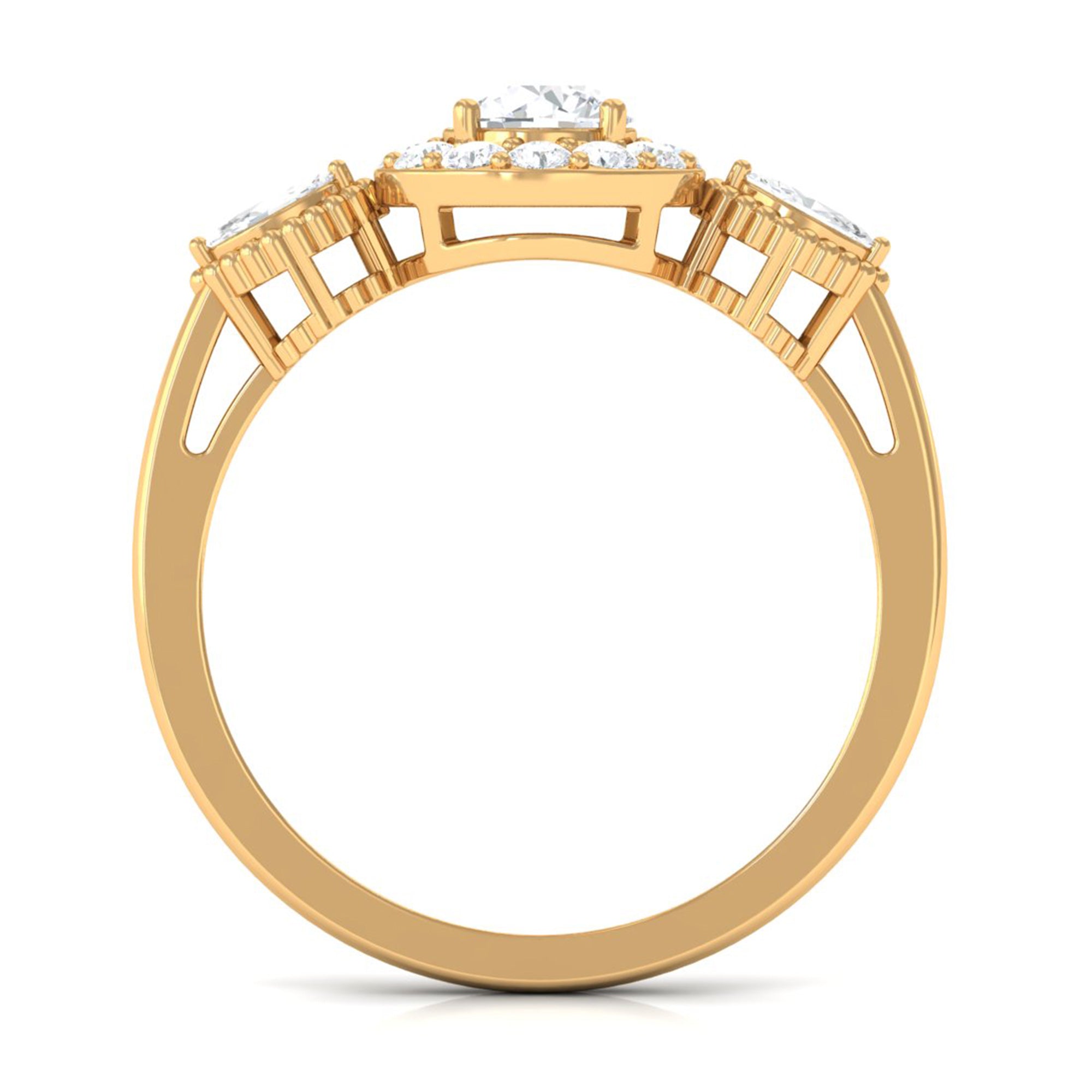Classic Round Zircon Engagement Ring with Halo AAAA - Rosec Jewels