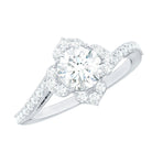 1.75 CT Bypass Shank Round Zircon Flower Engagement Ring AAAA - Rosec Jewels
