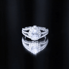 Pear Shaped Cubic Zirconia Split Shank Engagement Ring for Women AAAA - Rosec Jewels