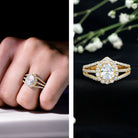 Pear Shaped Cubic Zirconia Split Shank Engagement Ring for Women AAAA - Rosec Jewels