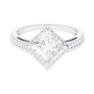 Classic Princess Cut Zircon Engagement Ring with Side Stones AAAA - Rosec Jewels