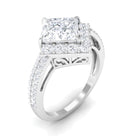 Classic Princess Cut Zircon Engagement Ring with Side Stones AAAA - Rosec Jewels