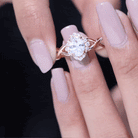 2.25 CT Crossover Shank Oval Zircon Flower Engagement Ring AAAA - Rosec Jewels