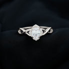 2.25 CT Crossover Shank Oval Zircon Flower Engagement Ring AAAA - Rosec Jewels
