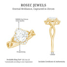 2.25 CT Crossover Shank Oval Zircon Flower Engagement Ring AAAA - Rosec Jewels