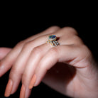 0.7 Carat Pear Cut Black Opal Trio Wedding Ring Set with Moissanite AAA - Rosec Jewels