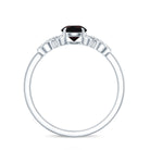 Round Black Opal Criss Cross Promise Ring with Diamond AAA - Rosec Jewels