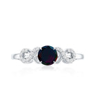 Round Black Opal Criss Cross Promise Ring with Diamond AAA - Rosec Jewels