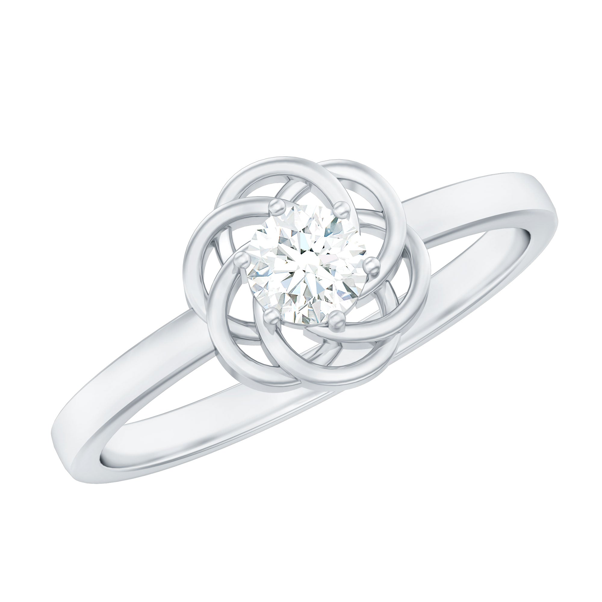 Solitaire Lab Grown Diamond Flower Promise Ring with Certificate